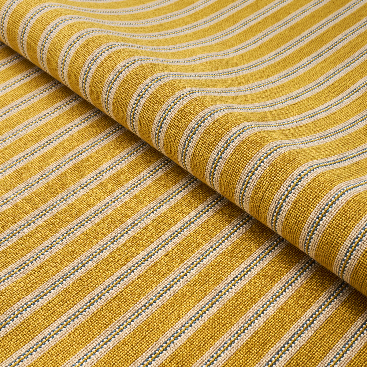 Schumacher BENSON STRIPE ÌäPINGLÌä SAFFRON Fabric | Atlanta Fabrics