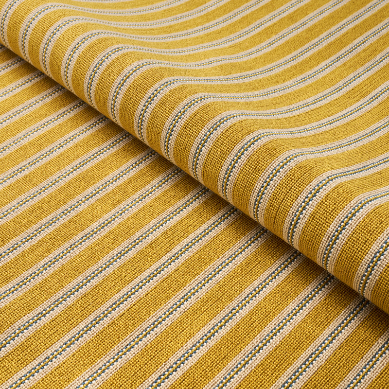 Schumacher BENSON STRIPE ÌäPINGLÌä SAFFRON Fabric | Atlanta Fabrics