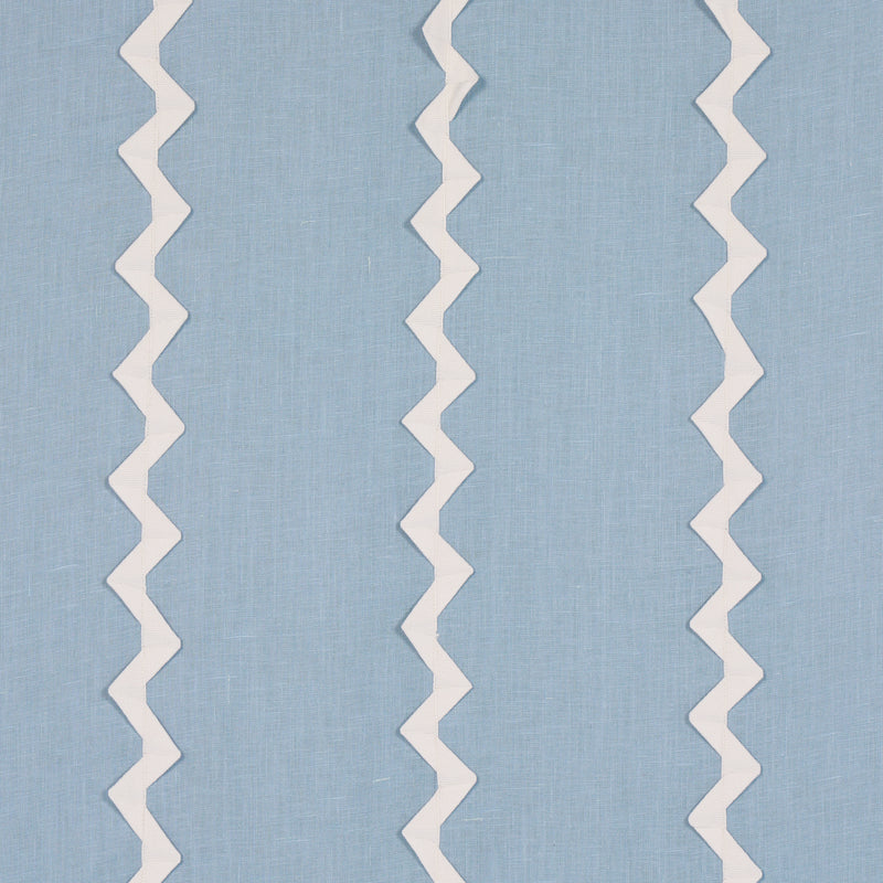 Schumacher LAZARE APPLIQUÌä IVORY ON CHAMBRAY Fabric | Atlanta Fabrics