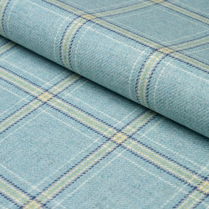 Schumacher BLACKBURN MERINO PLAID ROBIN'S EGG Fabric | Atlanta Fabrics