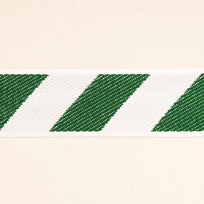 Schumacher AIRMAIL I INDOOR/OUTDOOR TAPE GREEN AND IVORY Trim | Atlanta Fabrics