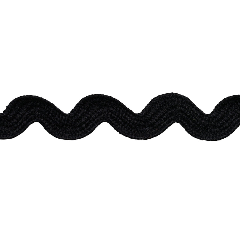 Schumacher RIC RAC TAPE MEDIUM BLACK Trim | Atlanta Fabrics