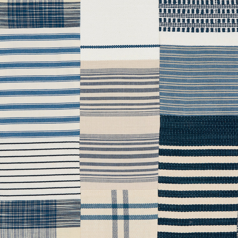 Schumacher CARLISLE PATCHWORK INDIGO Fabric | Atlanta Fabrics