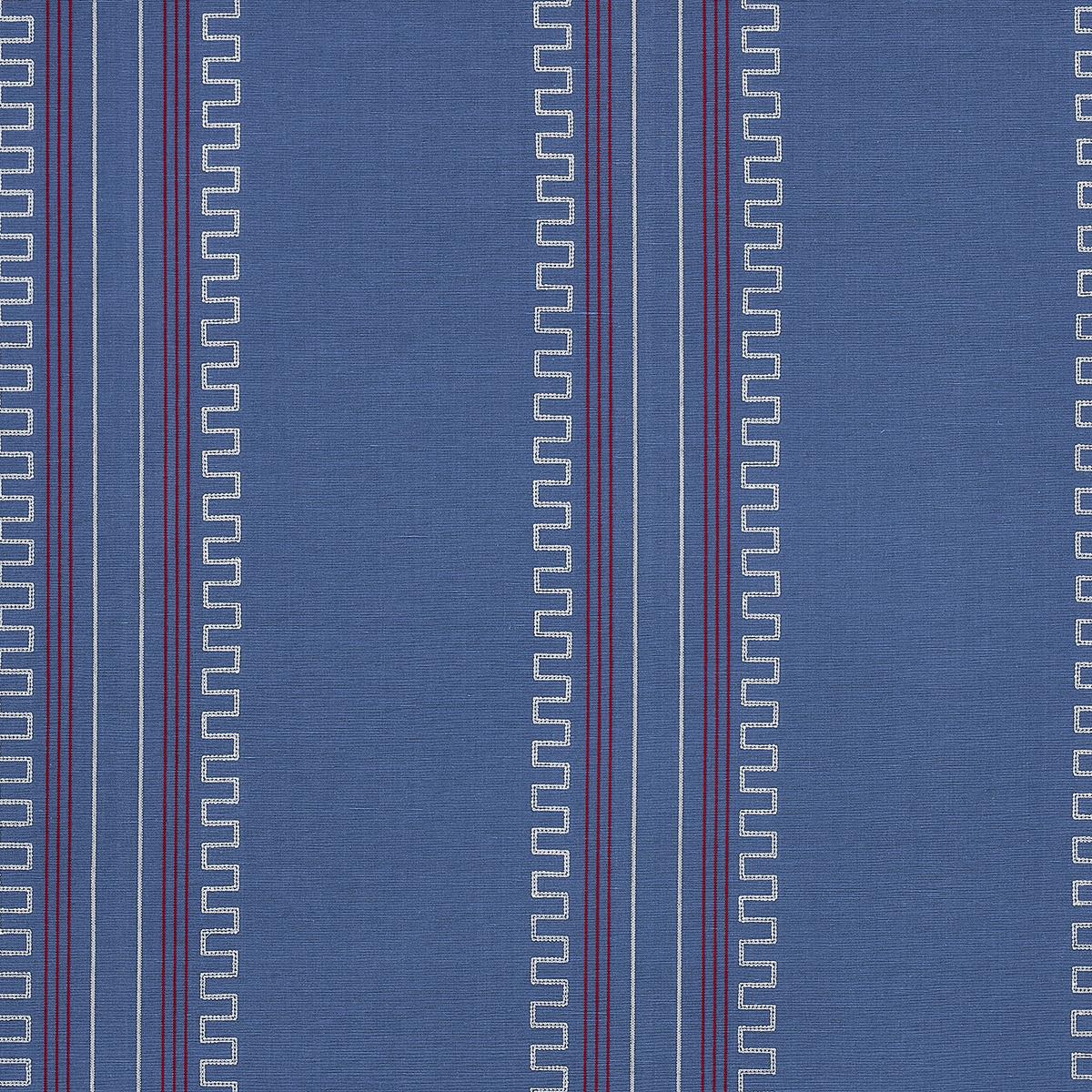 SCHUMACHER GRECO STRIPE NAVY FABRIC | Atlanta Fabrics