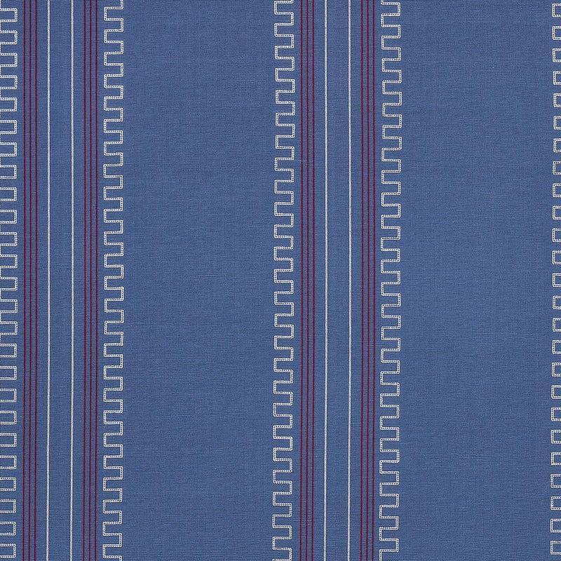SCHUMACHER GRECO STRIPE NAVY FABRIC | Atlanta Fabrics