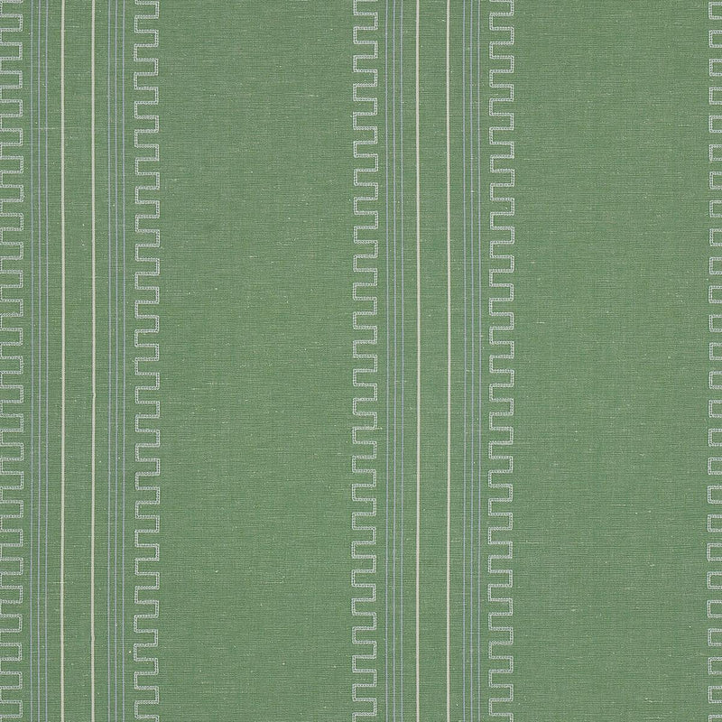 SCHUMACHER GRECO STRIPE GREEN FABRIC | Atlanta Fabrics