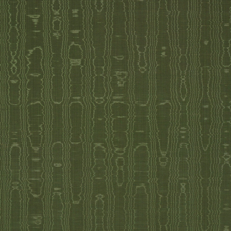 Schumacher BEAU COTTON LINEN MOIRE OLIVE Fabric | Atlanta Fabrics
