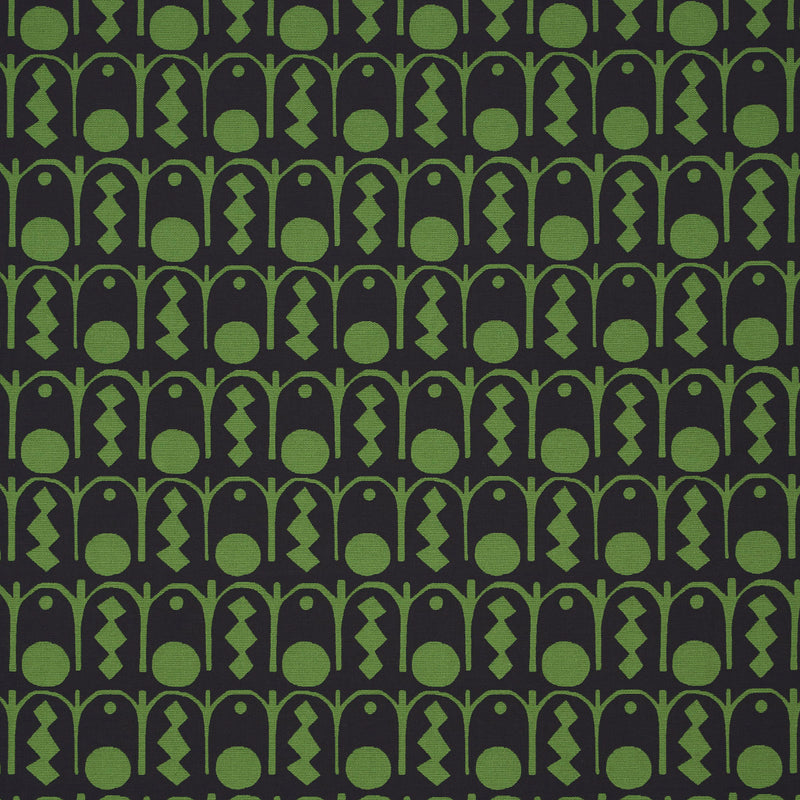 Schumacher DOWNTOWN GREEN AND BLACK Fabric | Atlanta Fabrics