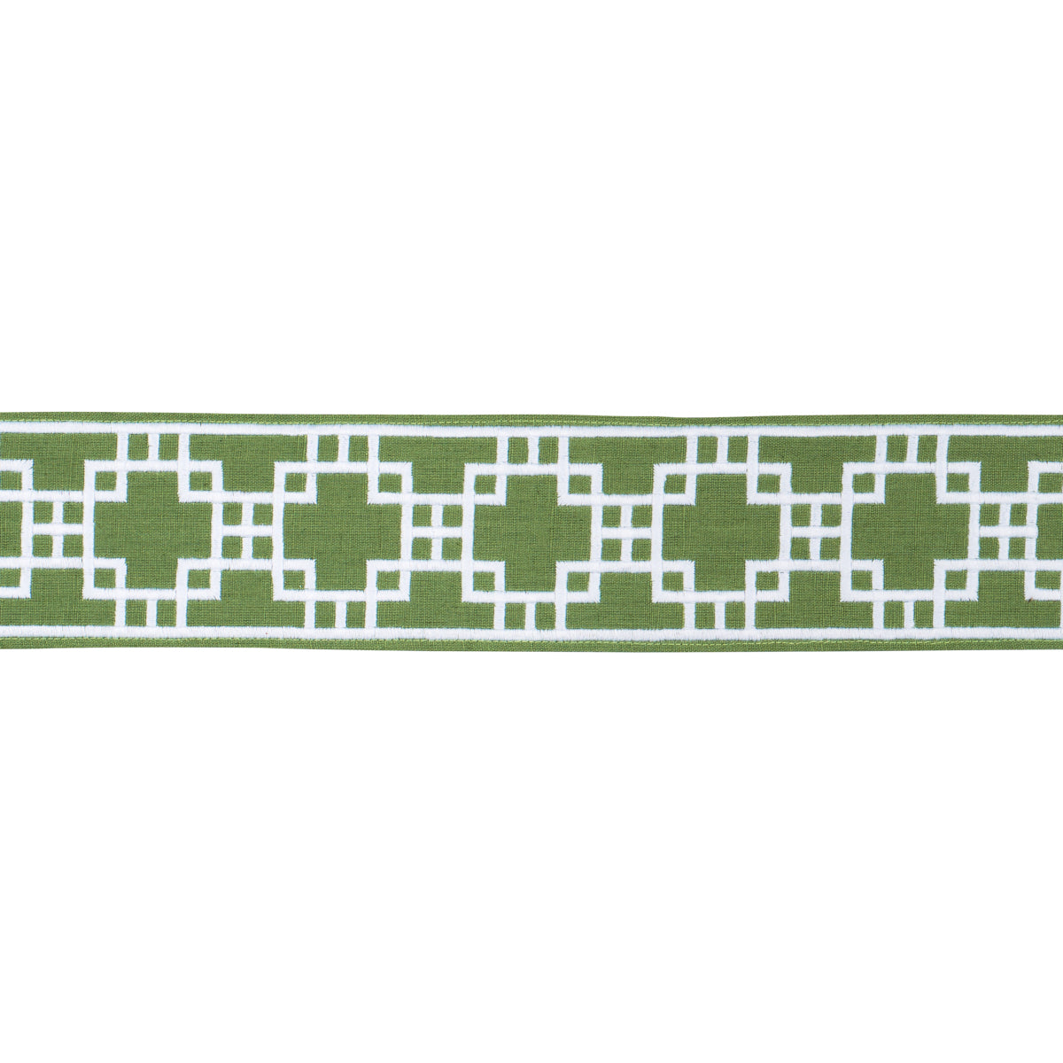 Schumacher SQUARED AWAY TRELLIS TAPE GREEN Trim | Atlanta Fabrics