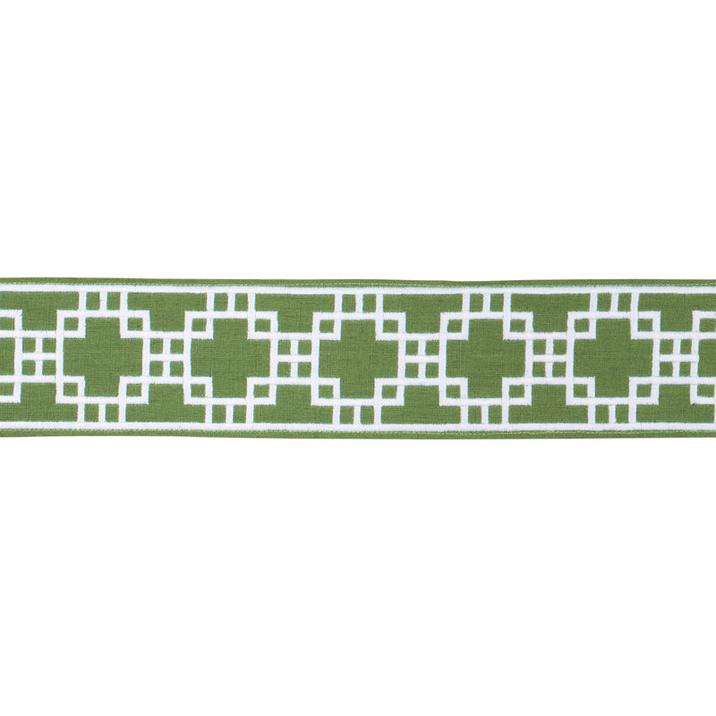 Schumacher SQUARED AWAY TRELLIS TAPE GREEN Trim | Atlanta Fabrics