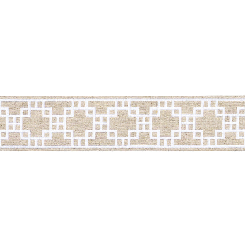 Schumacher SQUARED AWAY TRELLIS TAPE NATURAL Trim | Atlanta Fabrics