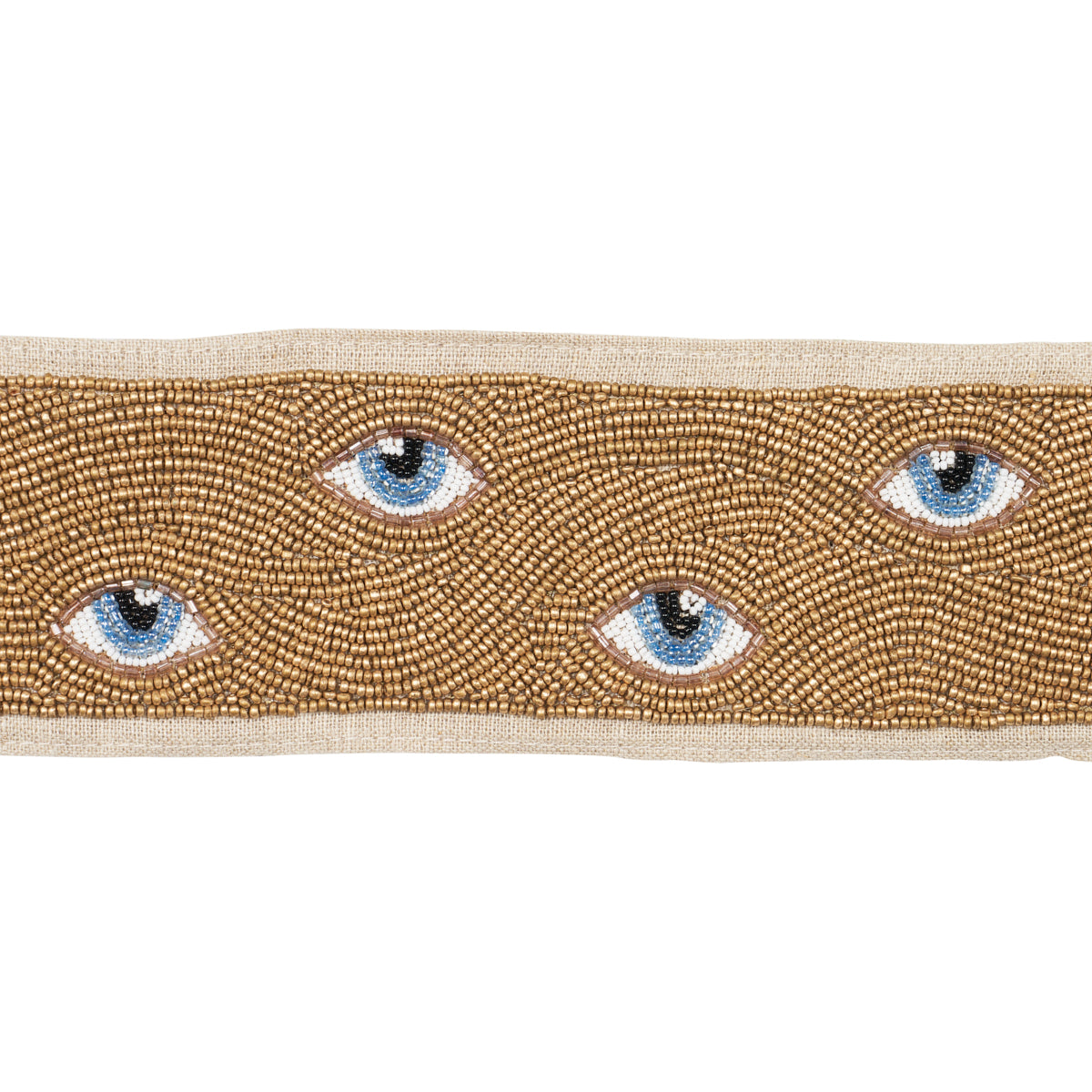 Schumacher MIND'S EYE BEADED TAPE BLUE & GOLD Trim | Atlanta Fabrics