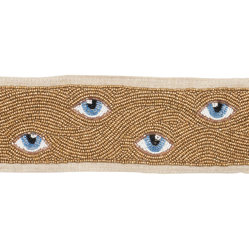 Schumacher MIND'S EYE BEADED TAPE BLUE & GOLD Trim | Atlanta Fabrics