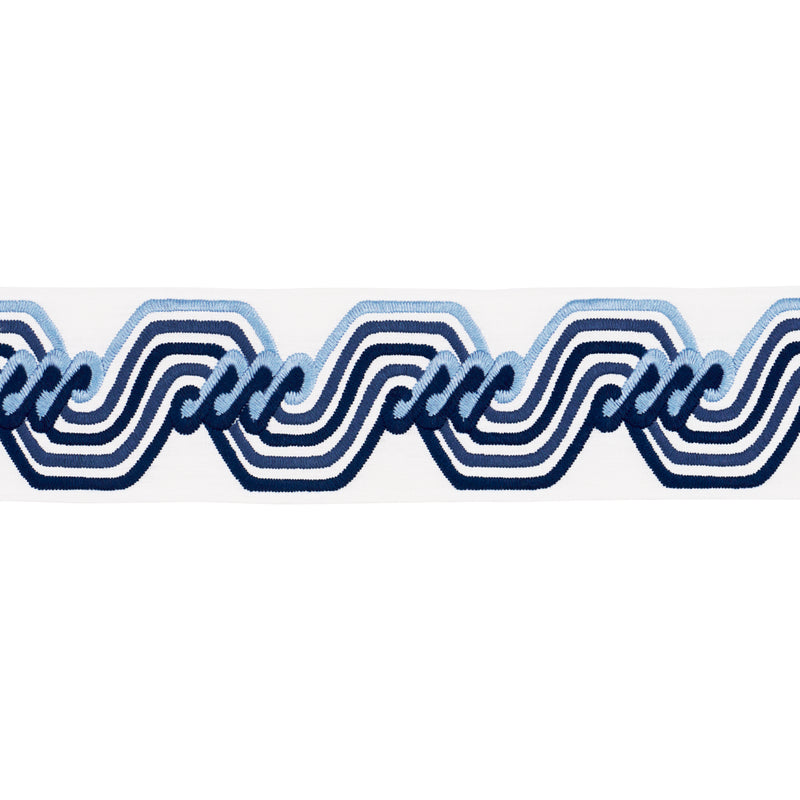 Schumacher THE TWIST EMBROIDERED TAPE BLUE Trim | Atlanta Fabrics
