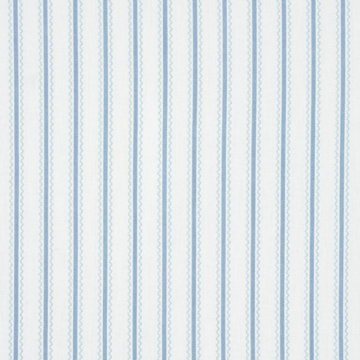 SCHUMACHER BIRDIE TICKING STRIPE CHINA BLUE FABRIC | Atlanta Fabrics