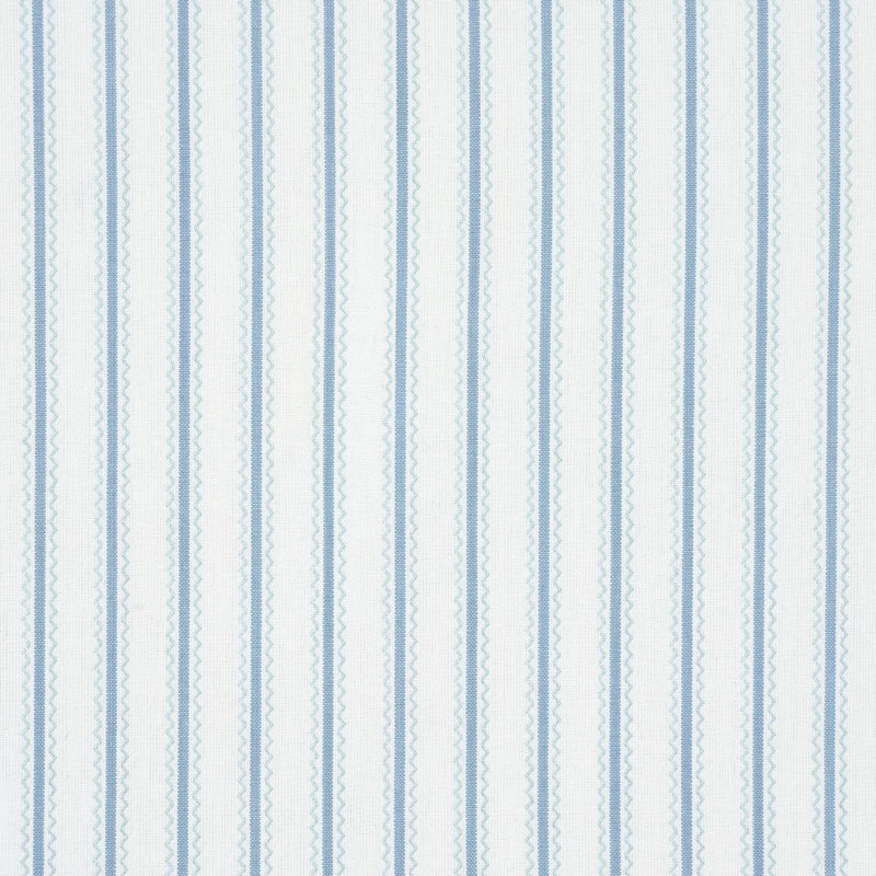 SCHUMACHER BIRDIE TICKING STRIPE CHINA BLUE FABRIC | Atlanta Fabrics