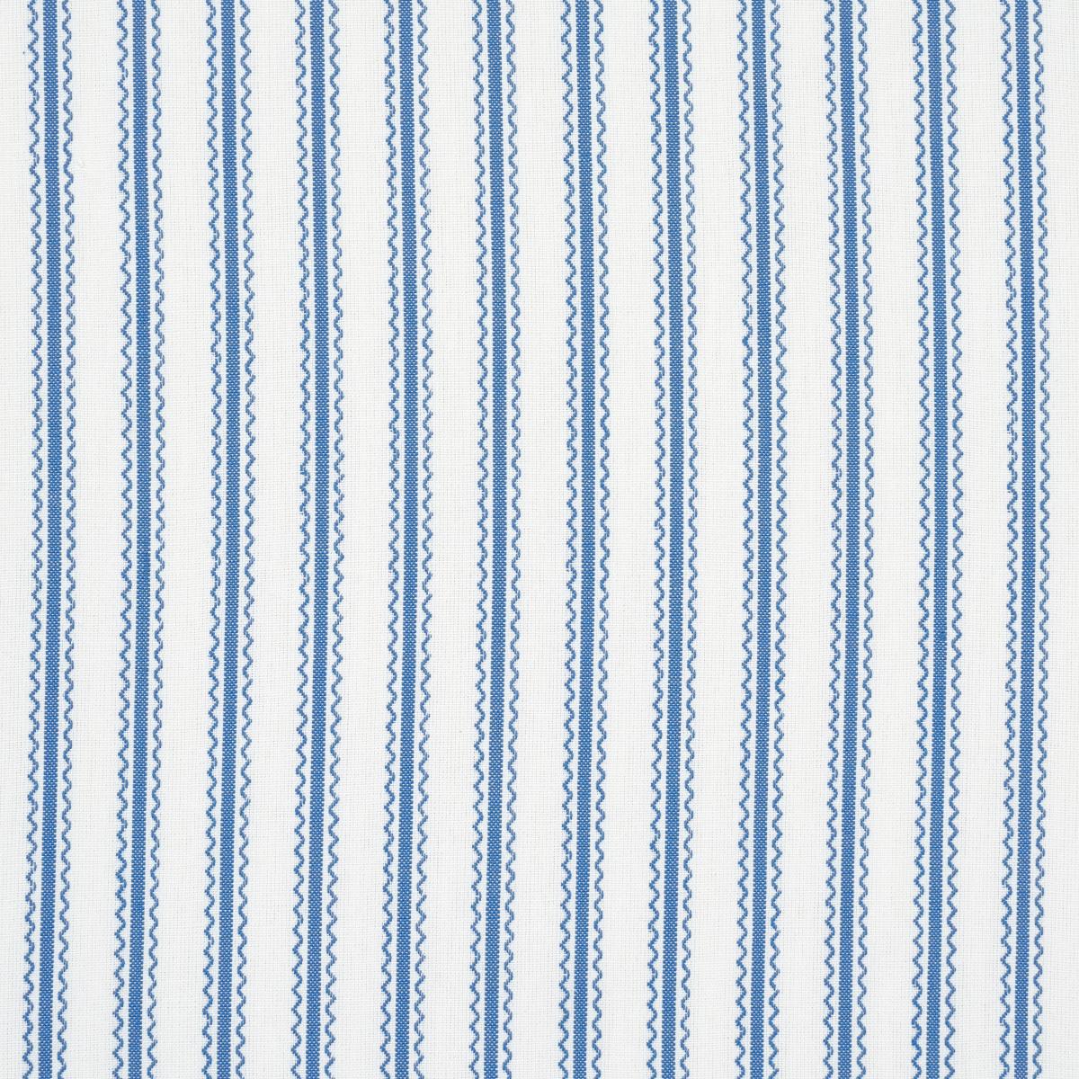 SCHUMACHER BIRDIE TICKING STRIPE INDIGO FABRIC | Atlanta Fabrics