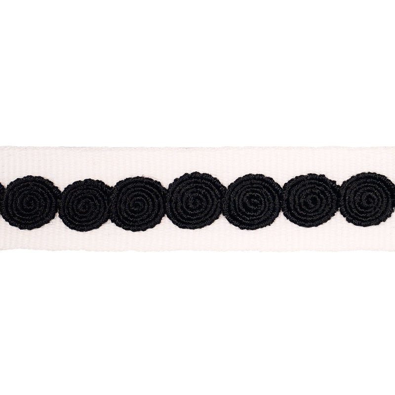 Schumacher CASTILLE TAPE NARROW BLACK ON IVORY Trim | Atlanta Fabrics