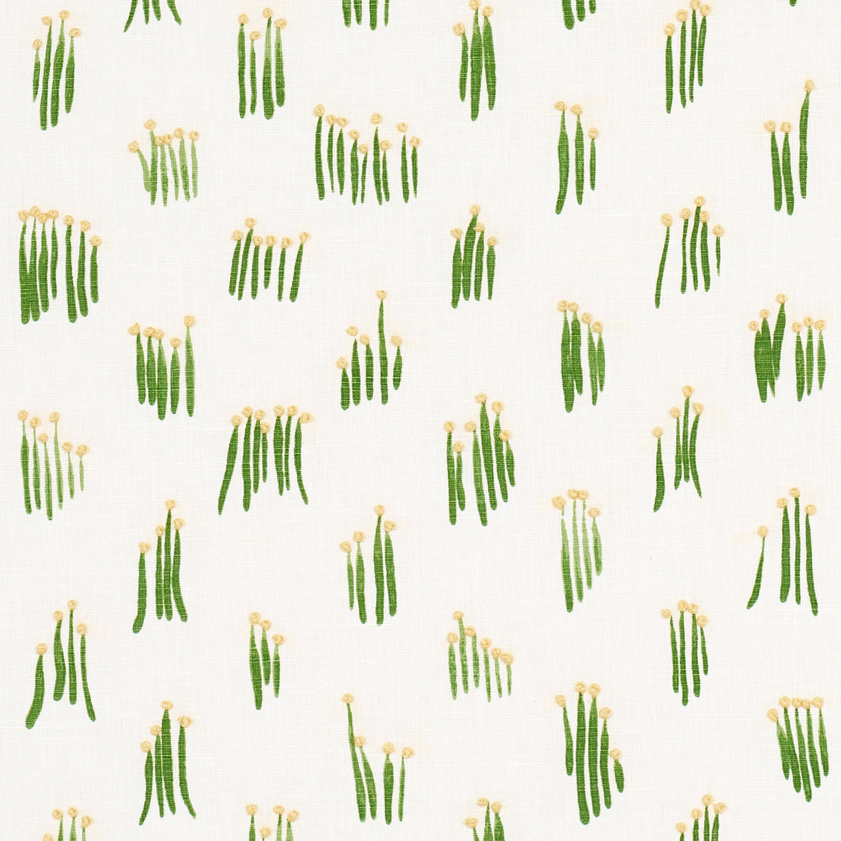 Schumacher MEADOW BUTTON HAND EMBROIDERY YELLOW Fabric | Atlanta Fabrics