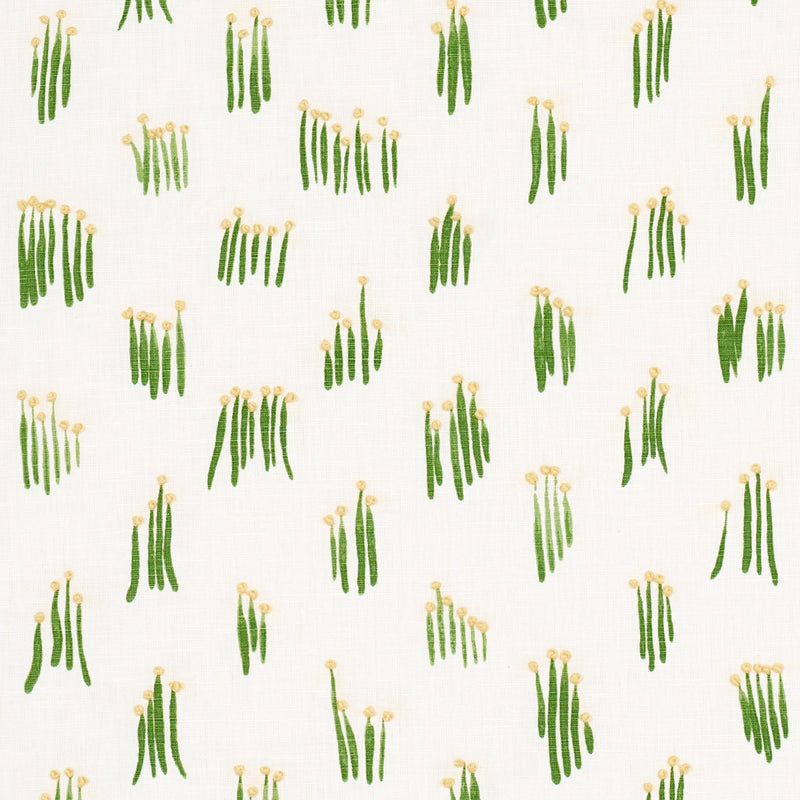 Schumacher MEADOW BUTTON HAND EMBROIDERY YELLOW Fabric | Atlanta Fabrics