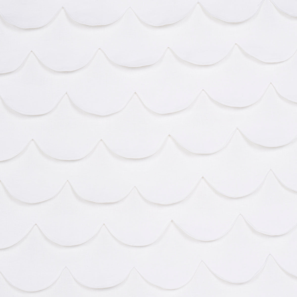 Schumacher PREP SCHOOL HAND PIECED SCALLOP WHITE Fabric | Atlanta Fabrics