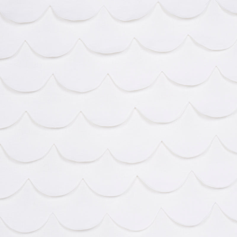 Schumacher PREP SCHOOL HAND PIECED SCALLOP WHITE Fabric | Atlanta Fabrics
