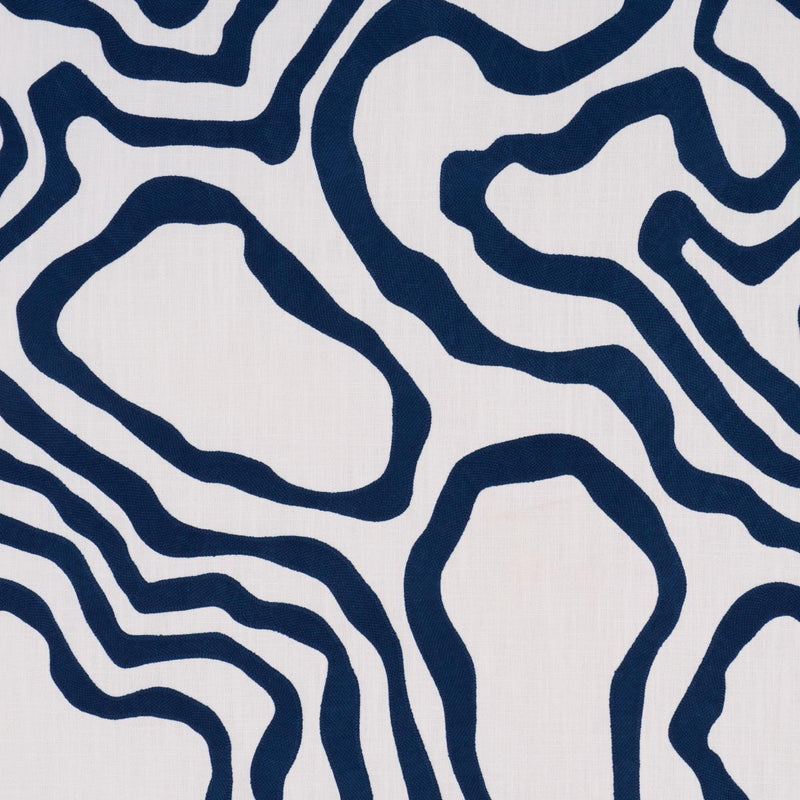 SCHUMACHER DEFEO EMBROIDERY INDIGO FABRIC | Atlanta Fabrics