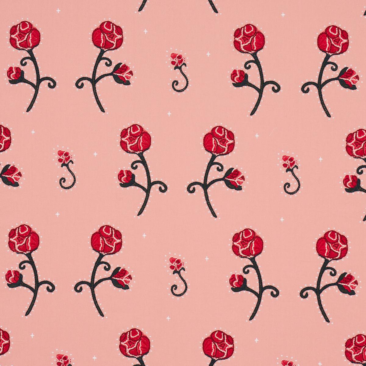 Schumacher RHINESTONE COWBOY EMBROIDERY PINK Fabric | Atlanta Fabrics