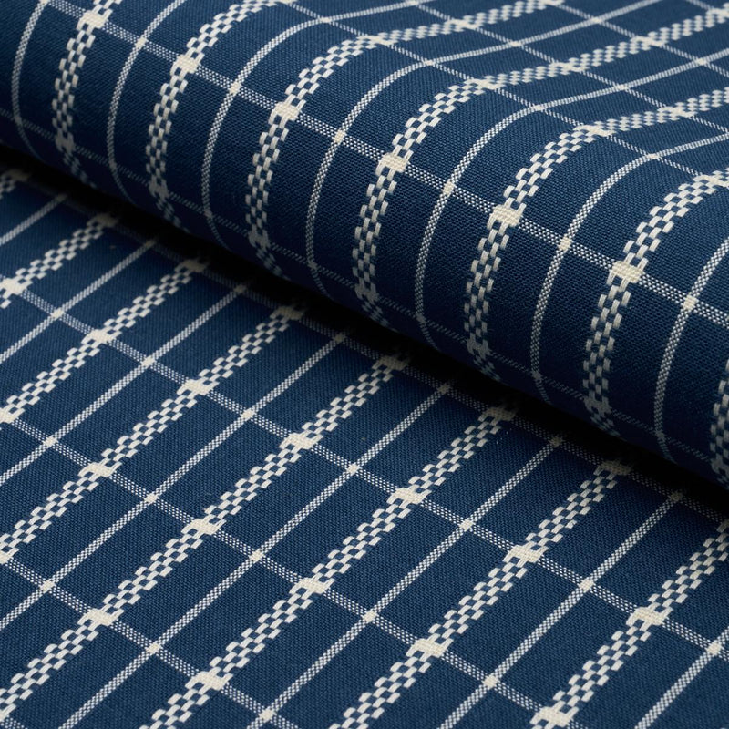 SCHUMACHER BOYD CHECK INDIGO FABRIC | Atlanta Fabrics
