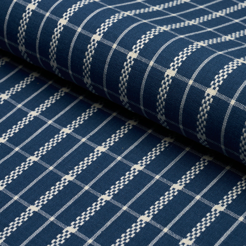 Schumacher BOYD CHECK INDIGO Fabric | Atlanta Fabrics
