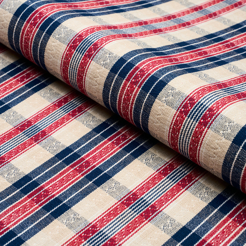 Schumacher FONDA HAND WOVEN PLAID ROUGE & NAVY Fabric | Atlanta Fabrics
