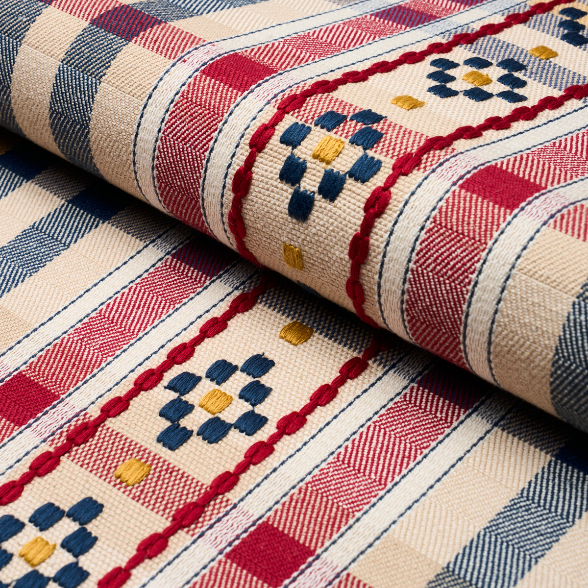 HUTTON HAND WOVEN CHECK ROUGE & NAVY