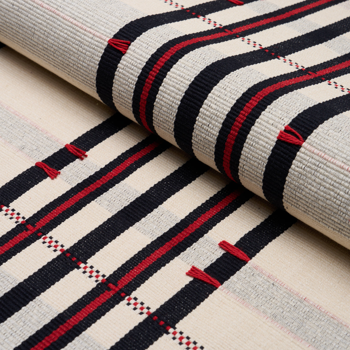 Schumacher REMMY HAND WOVEN STRIPE NOIR Fabric | Atlanta Fabrics
