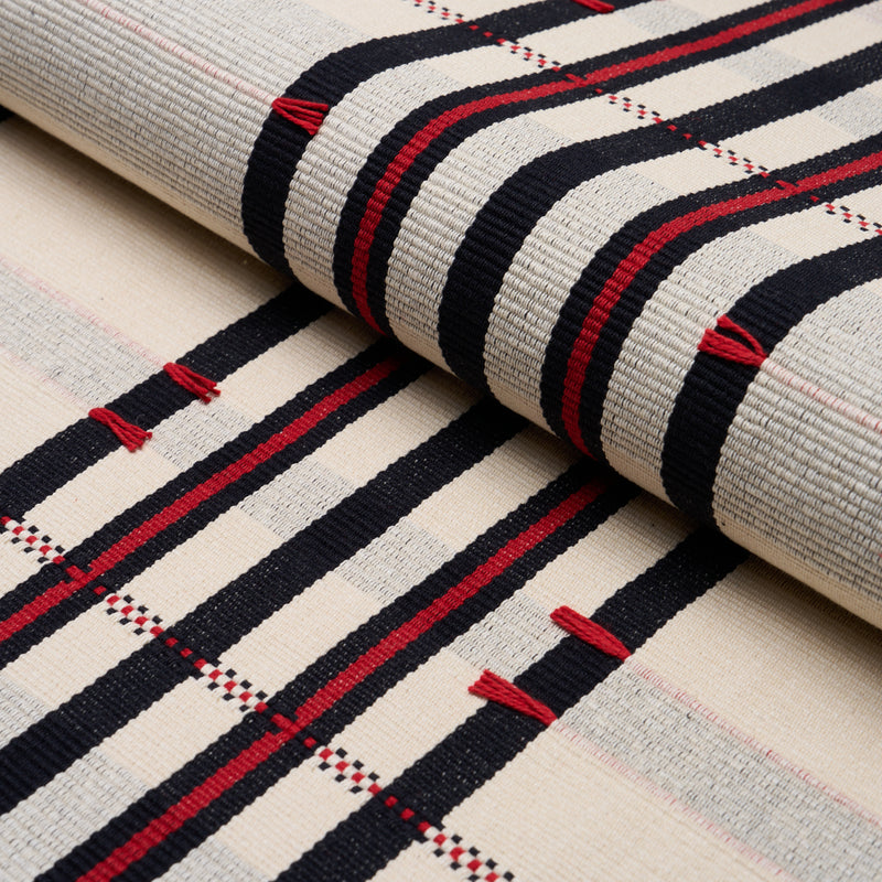 Schumacher REMMY HAND WOVEN STRIPE NOIR Fabric | Atlanta Fabrics