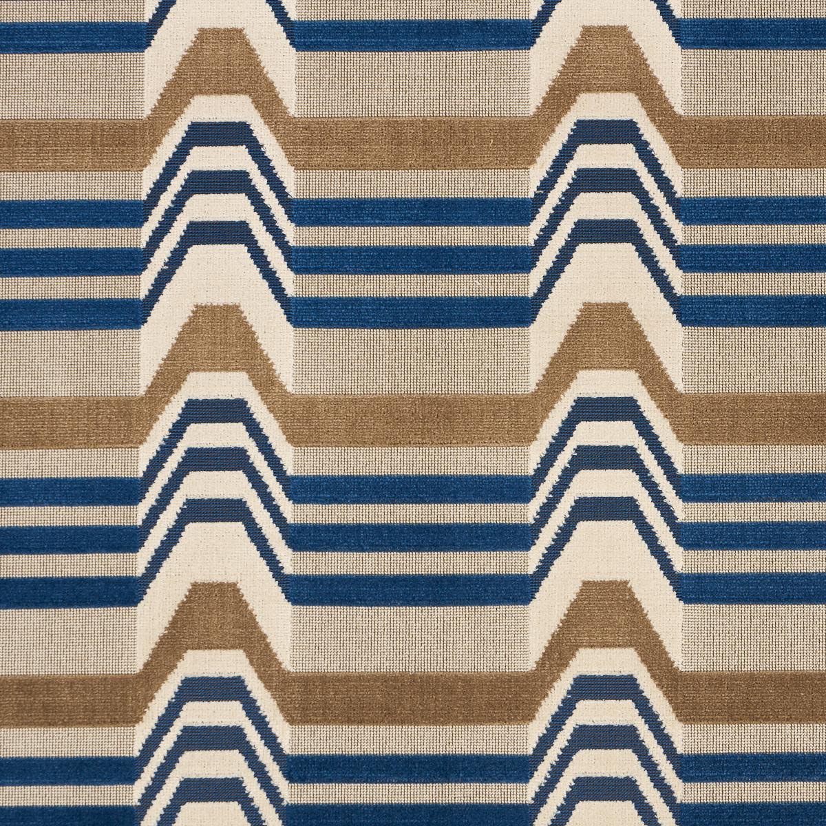 SCHUMACHER ALDO VELVET CADET & CAMEL FABRIC | Atlanta Fabrics