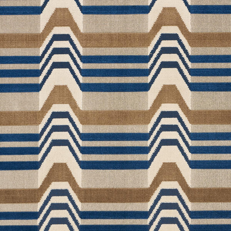 SCHUMACHER ALDO VELVET CADET & CAMEL FABRIC | Atlanta Fabrics