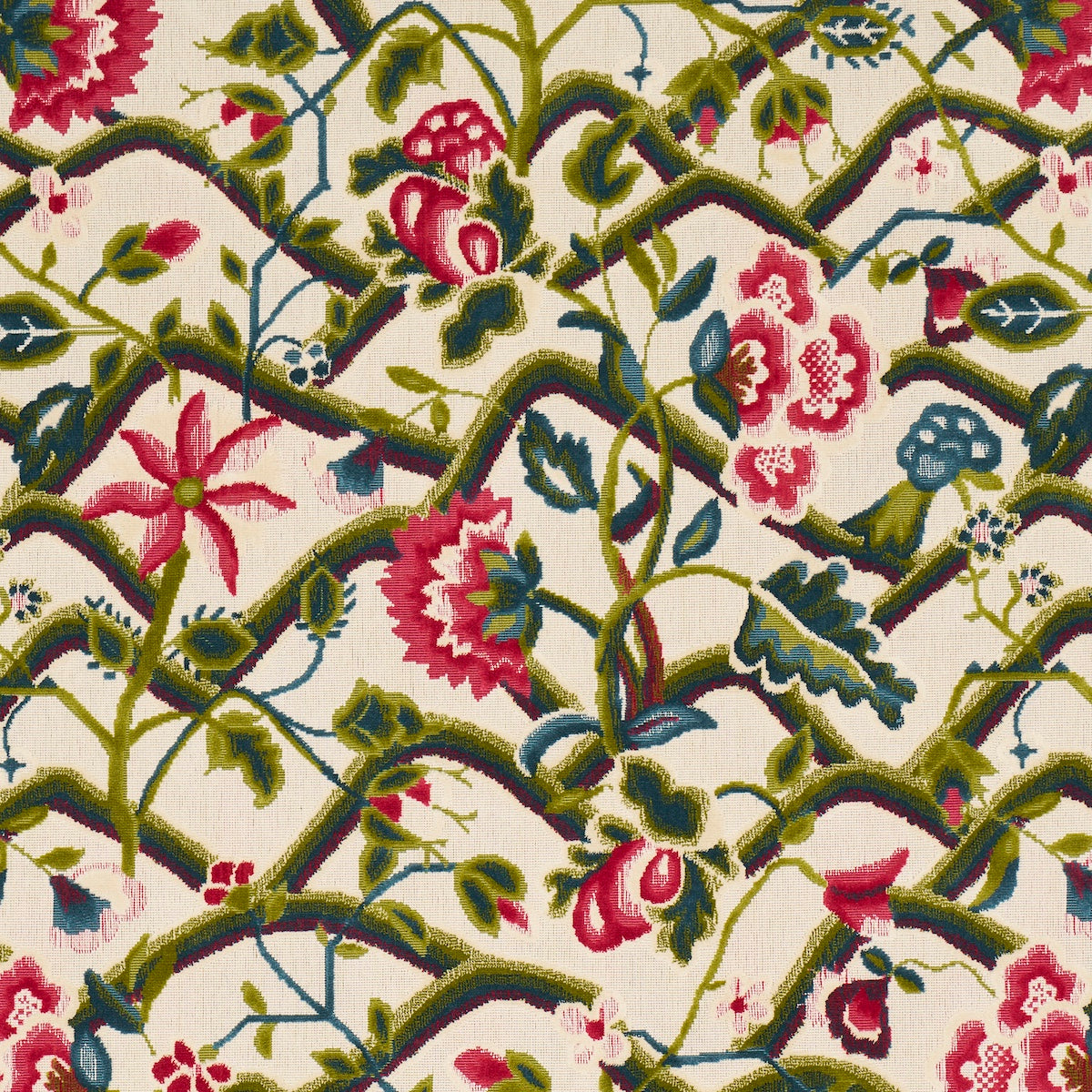 JACOBEAN GARDEN VELVET MULBERRY & LEAF
