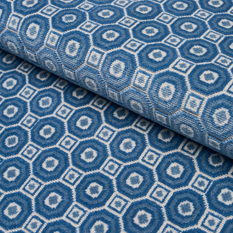 SCHUMACHER TRIANON CUT VELVET AZUR FABRIC | Atlanta Fabrics