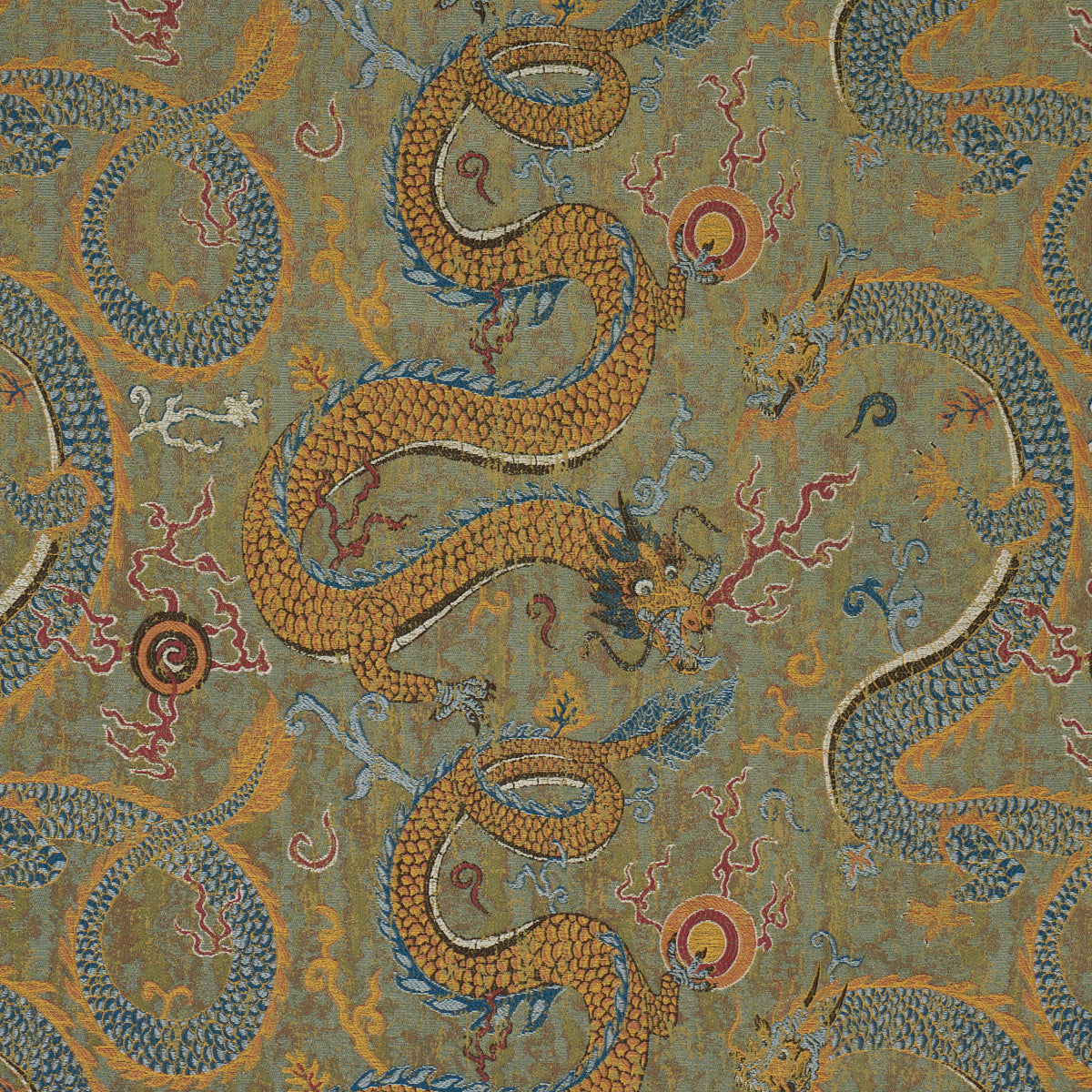 Schumacher SERPENTINE DRAGON MULTI Fabric | Atlanta Fabrics