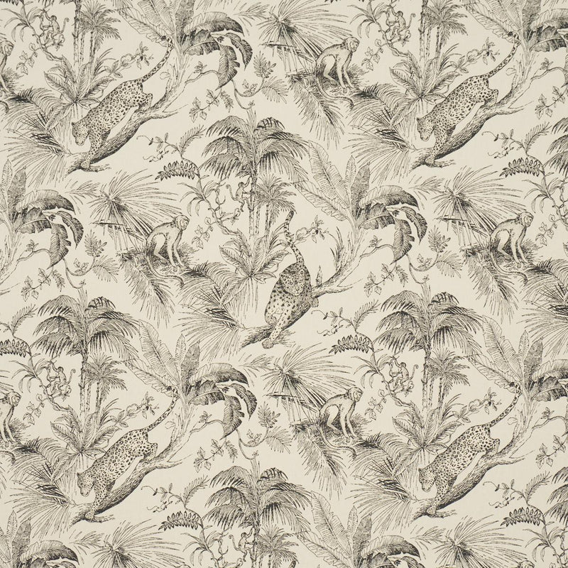 SCHUMACHER FOREST CANOPY BLACK & IVORY FABRIC | Atlanta Fabrics