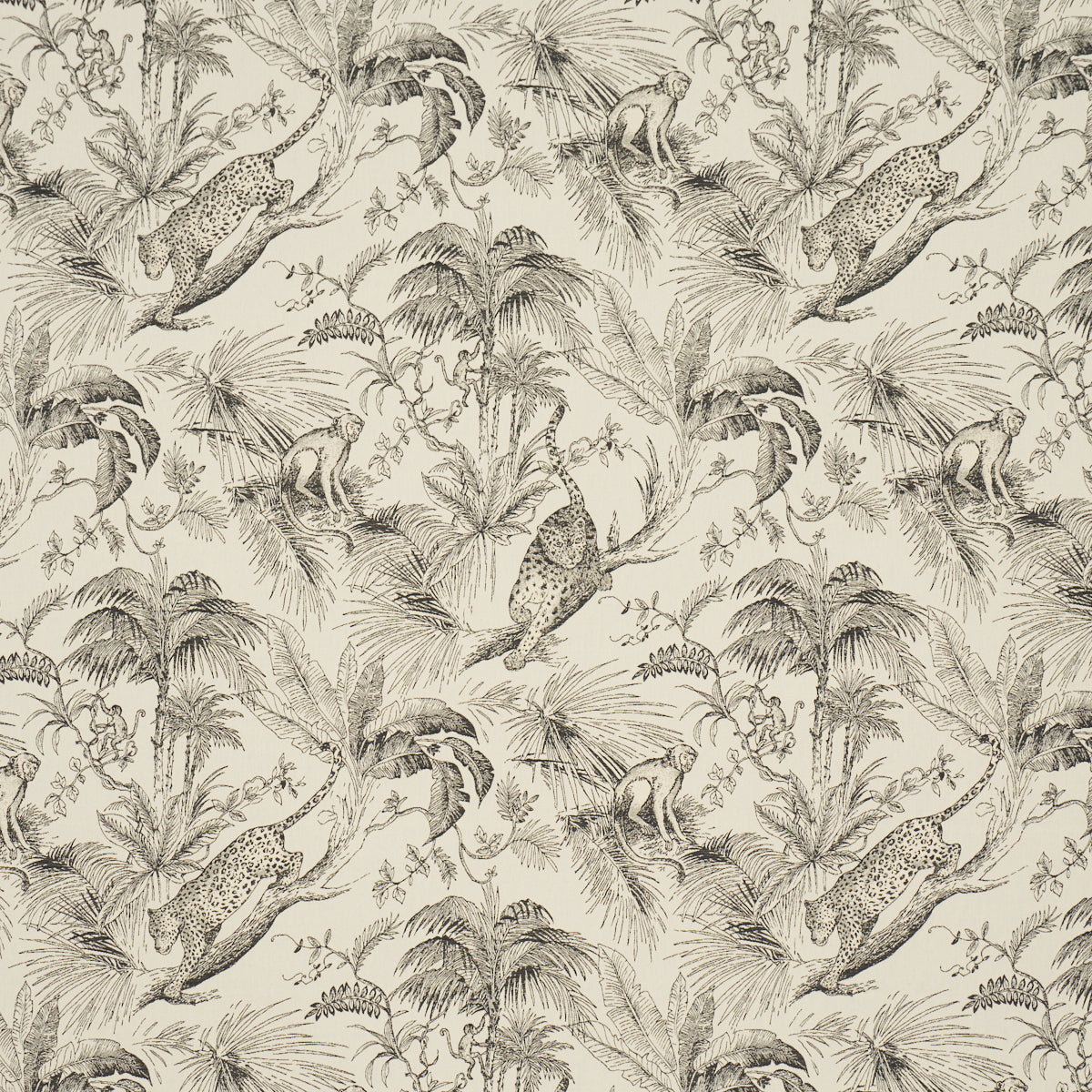 Schumacher FOREST CANOPY BLACK & IVORY Fabric | Atlanta Fabrics