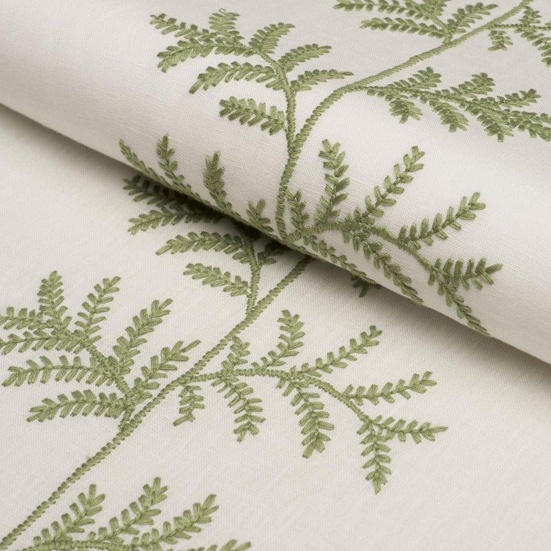 SCHUMACHER ELOISE EMBROIDERY SAGE FABRIC | Atlanta Fabrics