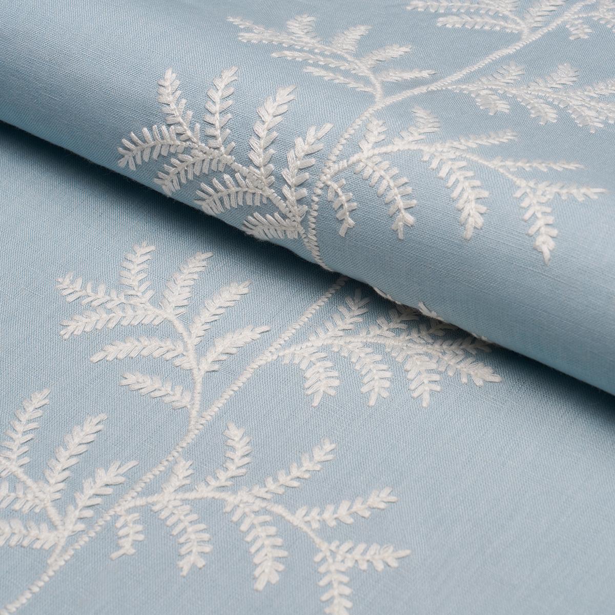SCHUMACHER ELOISE EMBROIDERY SKY FABRIC | Atlanta Fabrics