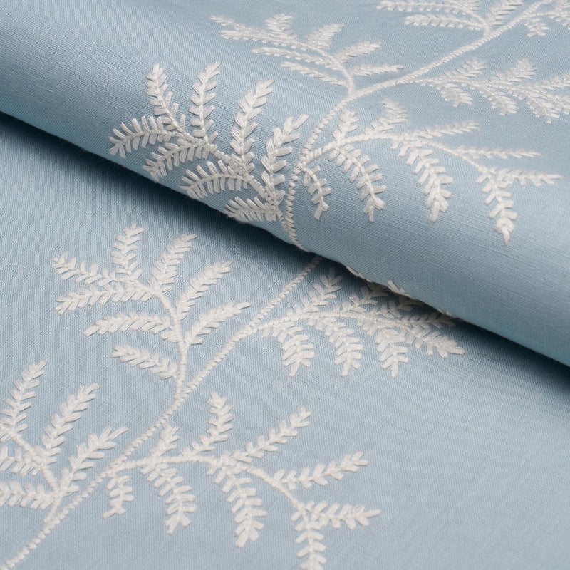 SCHUMACHER ELOISE EMBROIDERY SKY FABRIC | Atlanta Fabrics