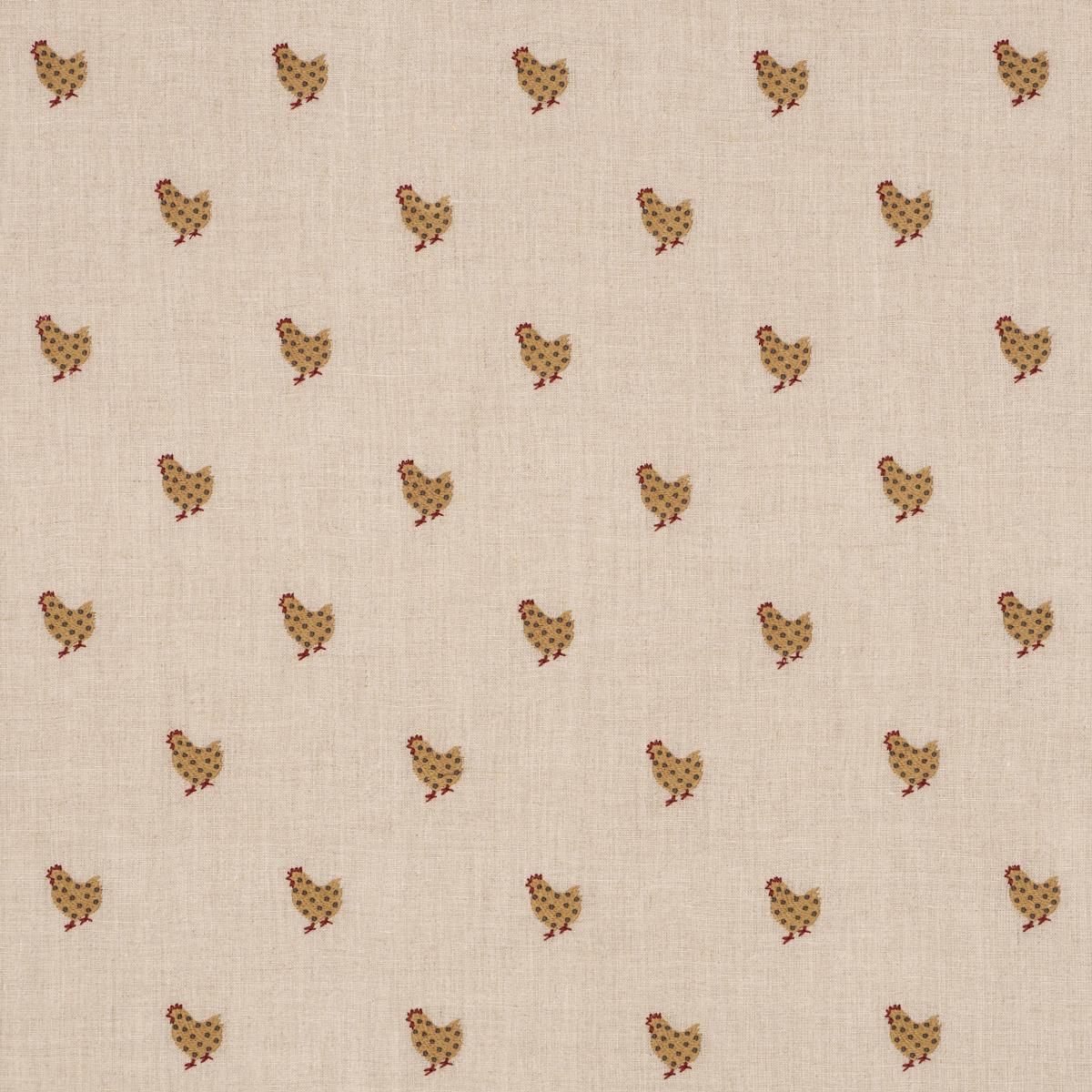 SCHUMACHER BETSY'S CHICKEN EMBROIDERY NATURAL FABRIC | Atlanta Fabrics