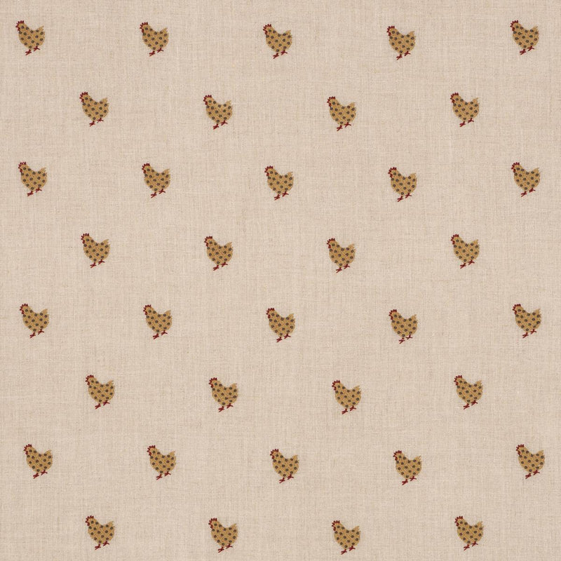 SCHUMACHER BETSY'S CHICKEN EMBROIDERY NATURAL FABRIC | Atlanta Fabrics