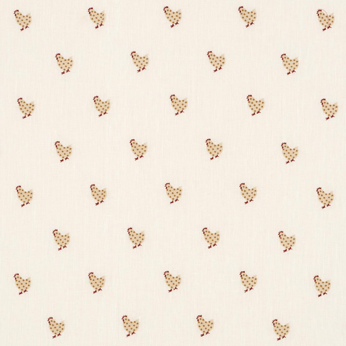 SCHUMACHER BETSY'S CHICKEN EMBROIDERY IVORY FABRIC | Atlanta Fabrics