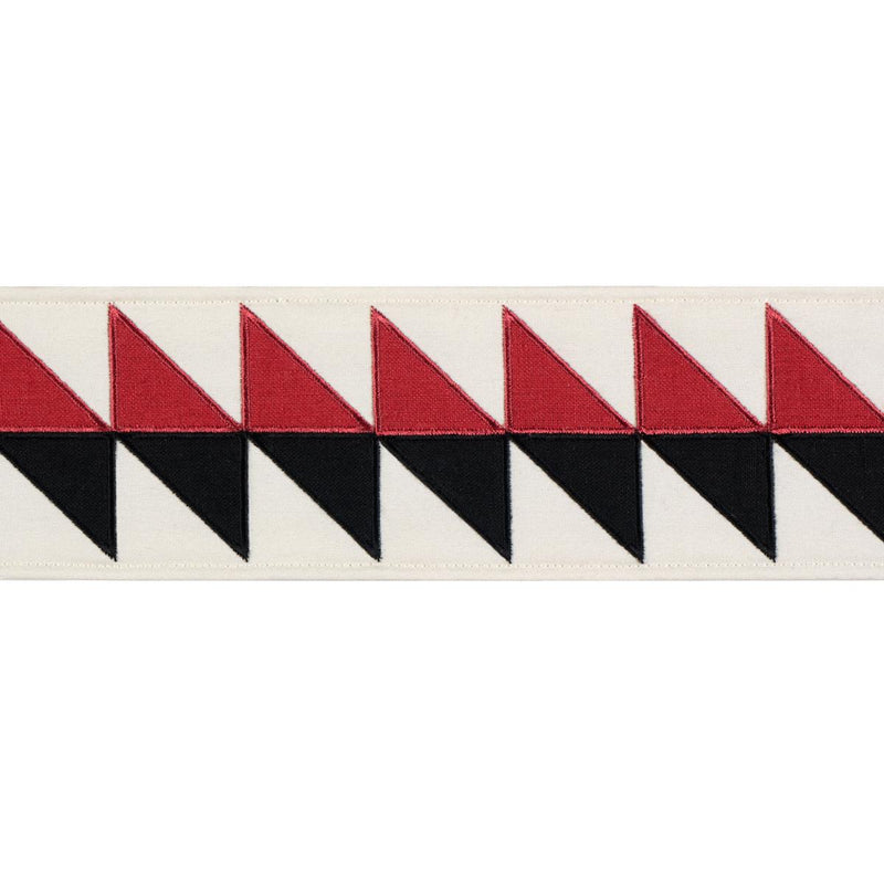 Schumacher QUILTED DIAMOND TAPE BLACK & RED Trim | Atlanta Fabrics