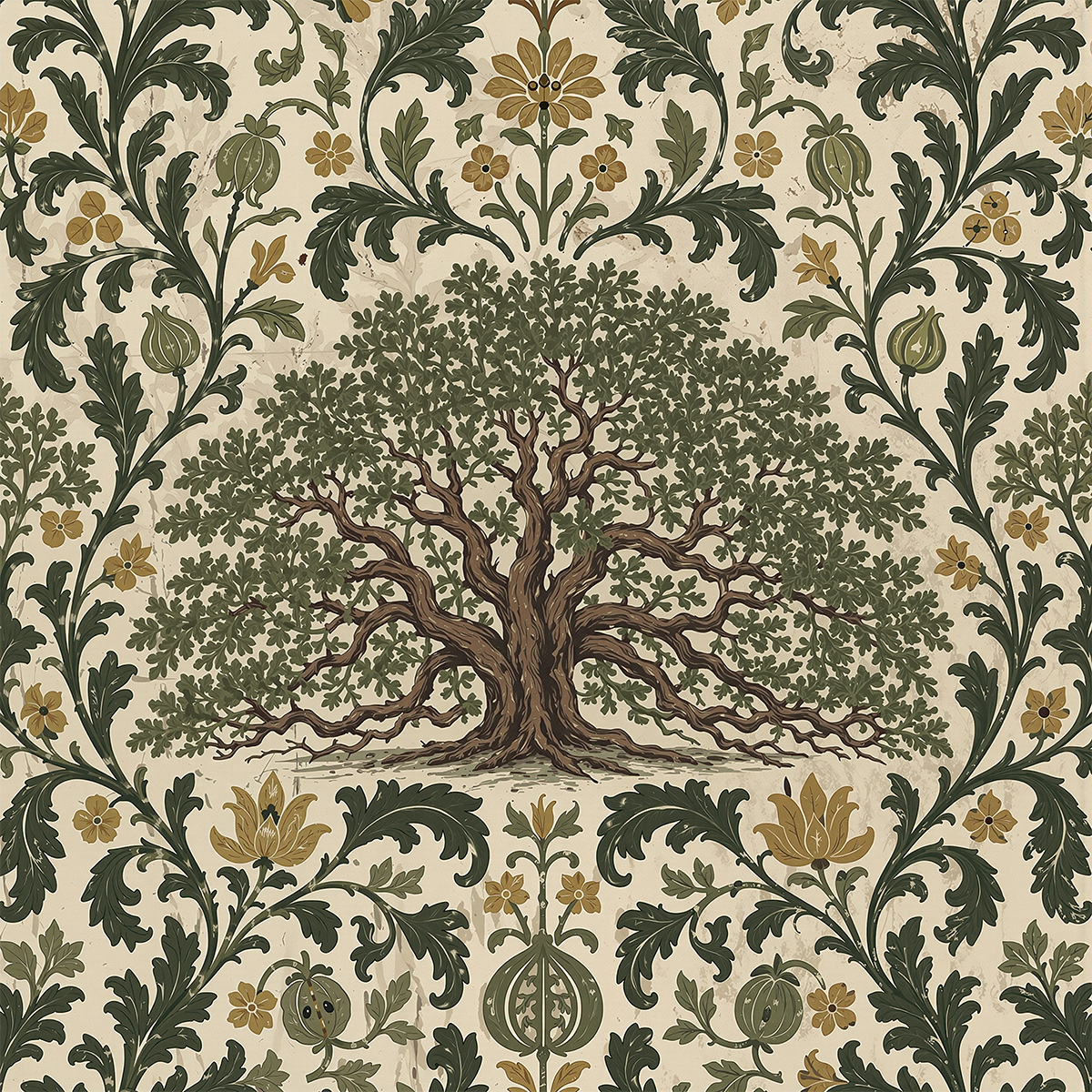 Angel Oak Damask Deep Olive