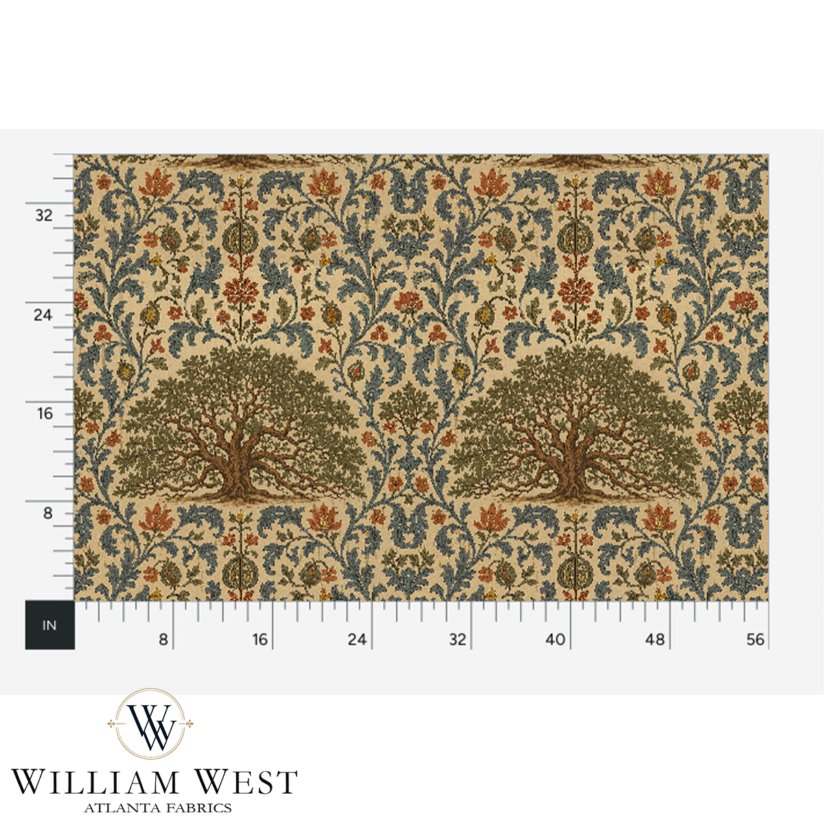 Atlanta Fabrics Angel Oak Damask Rust Fabric | Atlanta Fabrics